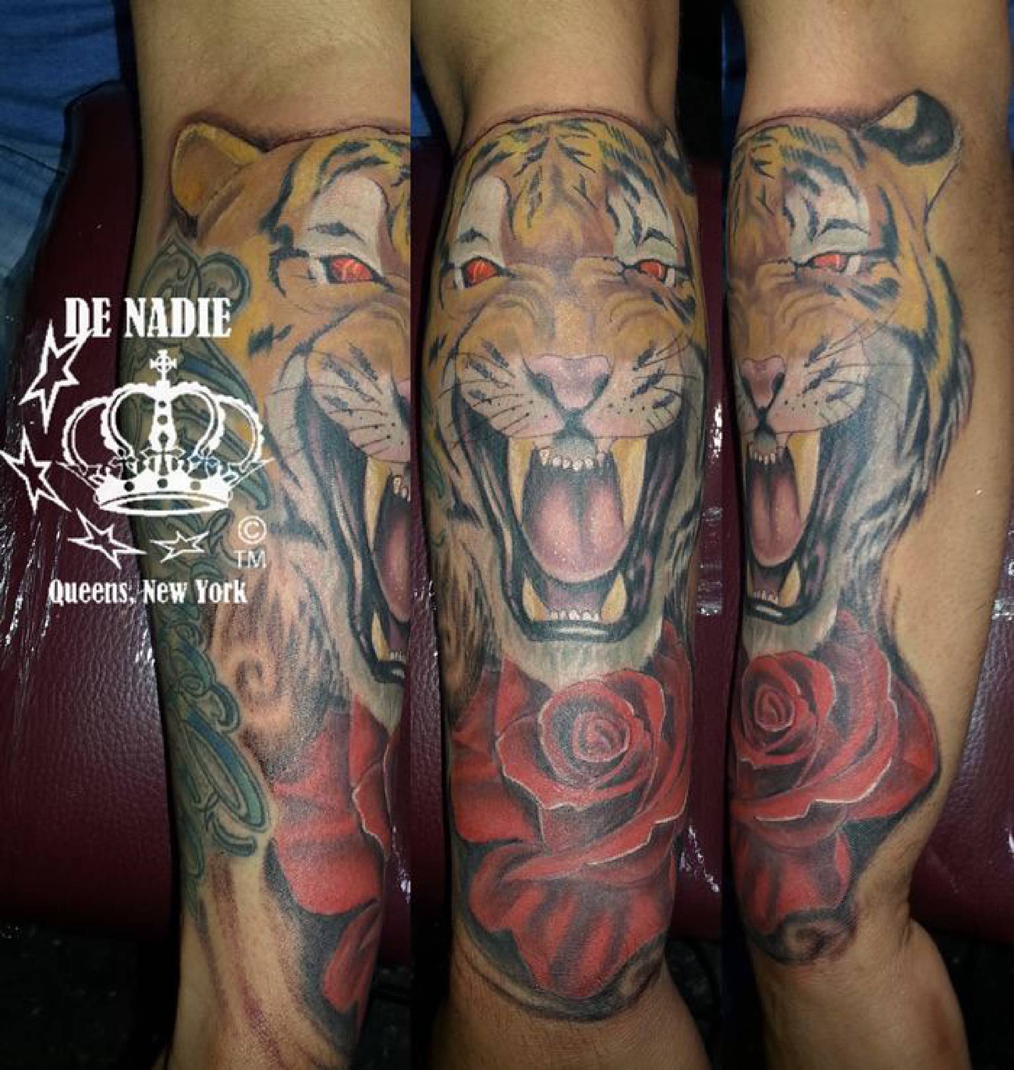 Tiger and rose tattoo